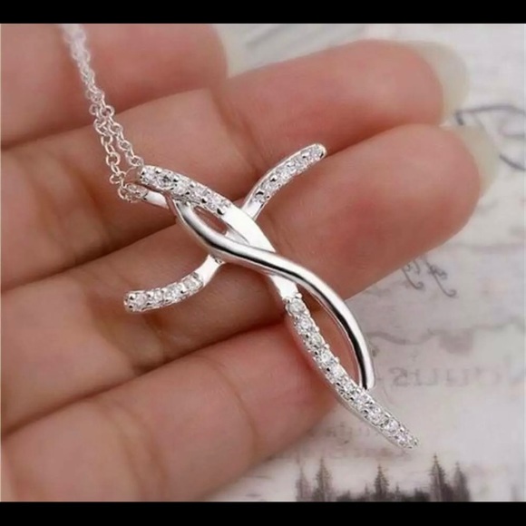 Infinity Cross Crystal Silver 925 - Picture 2 of 2